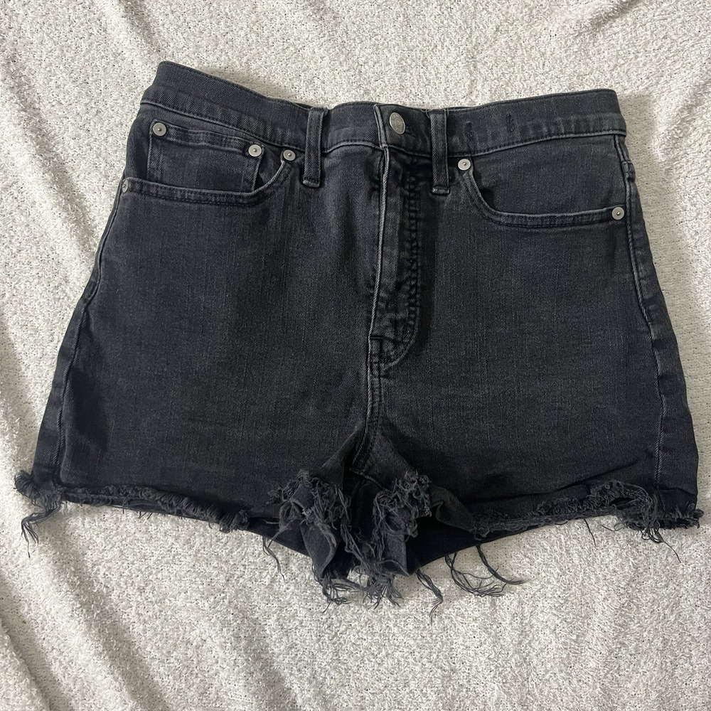 Madewell High Rise Black Shorts Size 28 Cutoff Denim Shorts